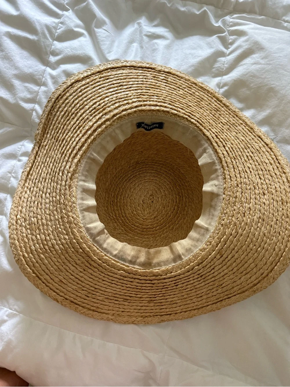 HATATTACK Wide Brim Straw Sun Hat with Striped Bow